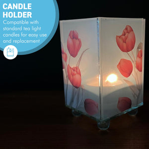 Elegant Red Tulip Glass Votive Candle Holder – Perfect for Home Decor & Gifts