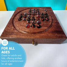 Load image into Gallery viewer, Wooden Solitaire with Drawer Traditonal Orange Storing Marbles | Travel Games | Strategic &amp; Traditional Games | Perfect for Adults &amp; Family Fun
