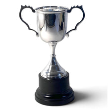 Load image into Gallery viewer, The 30cm Silver Trophy Cup – Aluminium with a Contrasting Black Base

