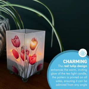 Elegant Red Tulip Glass Votive Candle Holder – Perfect for Home Decor & Gifts