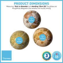 Load image into Gallery viewer, Set Of three Globes with individual display stands | Exploration globes desk set | Each 10cm in diameter | Presented in gift packaging | showcase different cartographic styles
