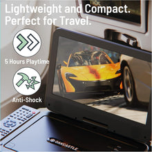 Load image into Gallery viewer, 12” Portable DVD Player | Rechargeable DVD Player Portable with 10.5 inch HD Swivel and Flip Screen | Mains or Car Powered, Region Free, Anti-Shock Protect, Remote Control | Oakcastle DVD120
