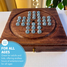 Load image into Gallery viewer, Wooden Solitaire with Snowflake Marbles | Travel &amp; Strategic Games for Adults
