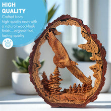 Load image into Gallery viewer, 𝗙𝗟𝗬𝗜𝗡𝗚 𝗘𝗔𝗚𝗟𝗘 𝗦𝗖𝗨𝗟𝗣𝗧𝗨𝗥𝗘, Resin Wood Effect Bird of Prey Figurine, Decorative Wildlife Ornament for Home &amp; Office
