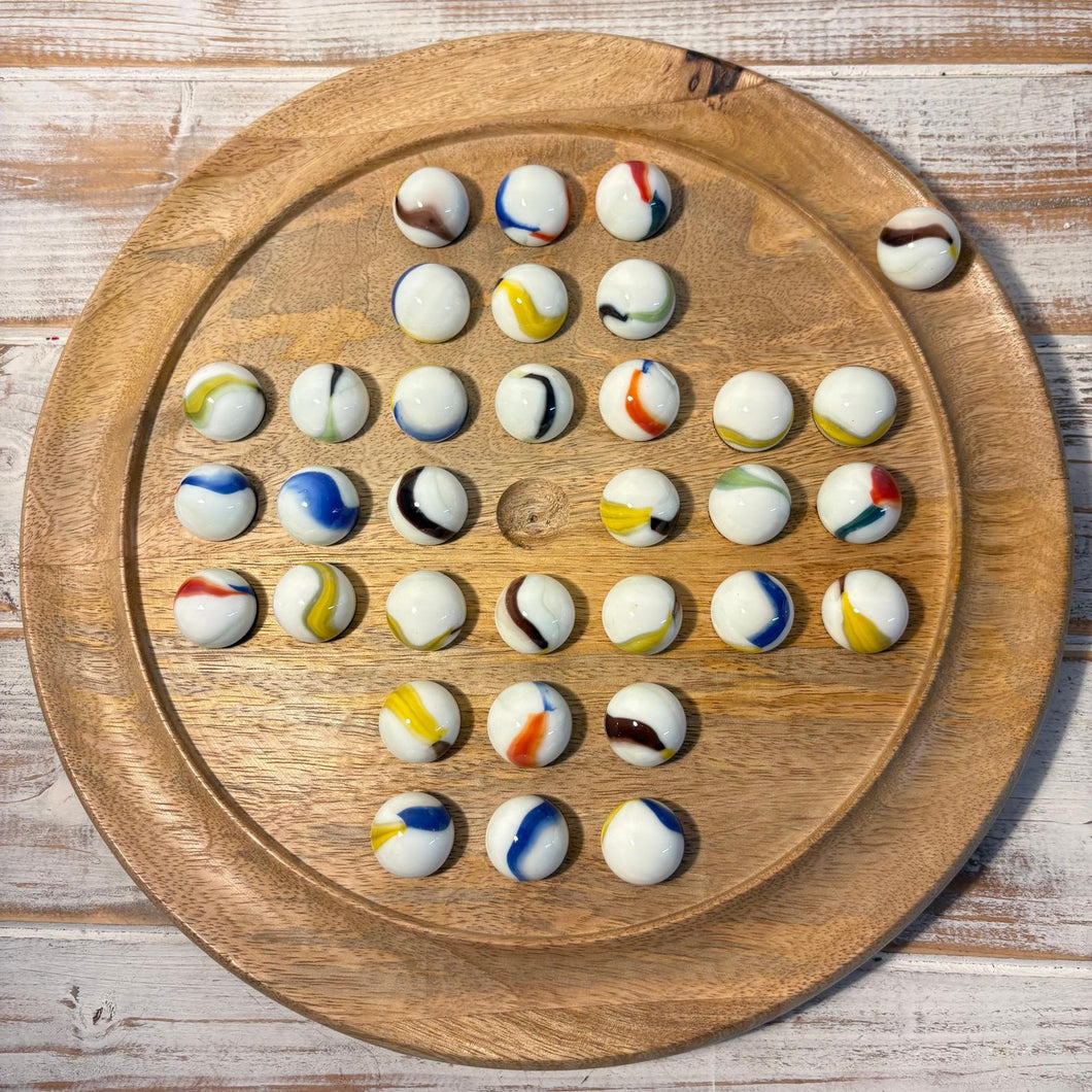 30cm Mango Board Solitaire with Old Glory 22mm Marbles