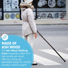 Load image into Gallery viewer, 92cm Ash Wood Walking Cane, lightweight mobility aid with rubber ferrule for enhanced stability and comfort
