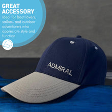 Load image into Gallery viewer, Admiral Adjustable Navy Blue Baseball Cap, classic unisex cotton hat for casual, sports &amp; outdoor wear
