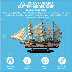 U.S. Coast Guard Cutter Model Ship – Handcrafted Wooden Replica – Detailed Nautical Decor – Fully Assembled Collectable Display