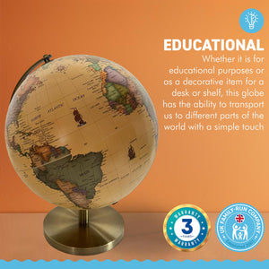 ANTIQUE CREAM GLOBE | Globes of the world | World globe for adults | Earth globe | Desk ornament | Explorers gift | World globe | 25cm (D) x 25cm (W) x 30 cm (H)