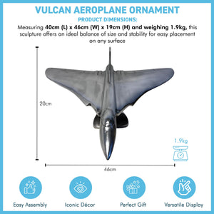Vulcan Aeroplane Ornament, Hand-Finished Aluminium Avro Vulcan Plane Sculpture, Stylish Gift & Decorative RAF Delta Wing Aircraft Model