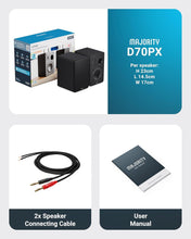 Load image into Gallery viewer, Refurbished Majority 𝗕𝗢𝗢𝗞𝗦𝗛𝗘𝗟𝗙 𝗣𝗔𝗦𝗦𝗜𝗩𝗘 𝗦𝗣𝗘𝗔𝗞𝗘𝗥𝗦 |Hi-Fi Stereo Speakers Pair for Tuners Hi-Fi systems with build in amplifiers | Stereo 2.0, 60W RMS | Solid Build and Compact Size D70X Passive BLACK
