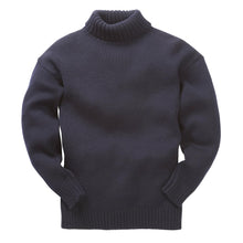 Load image into Gallery viewer, Pure British Wool Guernsey Sweater | Large | Navy colour | 100% British wool with a traditional textured pattern | Crew neck | Fisherman jumper | Tight knit weave
