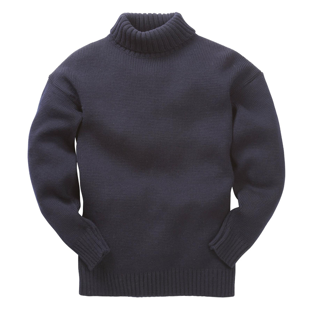 Pure British Wool Guernsey Sweater | Large | Navy colour | 100% British wool with a traditional textured pattern | Crew neck | Fisherman jumper | Tight knit weave