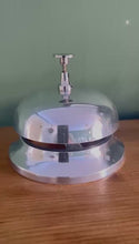 Load and play video in Gallery viewer, Silver Reception Desk Bell with silver base – Service Bell 12cm x 10cm for hotels &amp; restaurants
