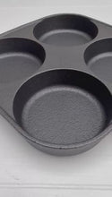 Load and play video in Gallery viewer, 4-Cup Burger Cast Iron Pan – 𝗦𝗞𝗜𝗟𝗟𝗘𝗧 𝗕𝗥𝗘𝗔𝗞𝗙𝗔𝗦𝗧 𝗣𝗔𝗡 for Eggs, Pancakes &amp; Crepes, Versatile Frying Pan for All Heat Sources
