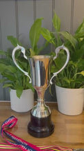 Load and play video in Gallery viewer, The 30cm Silver Trophy Cup – Aluminium with a Contrasting Black Base
