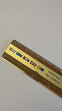 Load and play video in Gallery viewer, The Code Flag Ruler – Solid Teak with an Inlaid Brass Panel, 15cm
