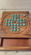 Load and play video in Gallery viewer, Wooden Solitaire with Drawer for Storing Marbles | Travel Games | Strategic &amp; Traditional Games | Perfect for Adults &amp; Family Fun
