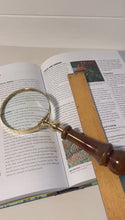 Load and play video in Gallery viewer, Elegant Regency Style Wooden Handle Magnifying Glass for Reading, Handheld Magnifier
