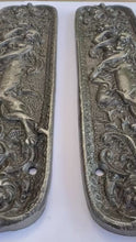 Load and play video in Gallery viewer, The Figurine Pair – Two Cast Iron Push Plates, One for Each Face of a Door
