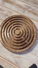 Load and play video in Gallery viewer, 20cm Diameter Wooden Labyrinth Maze Puzzle Board Game with 3 Silver Ball bearings
