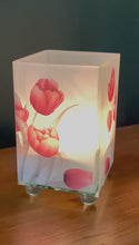 Load and play video in Gallery viewer, Elegant Red Tulip Glass Votive Candle Holder – Perfect for Home Decor &amp; Gifts
