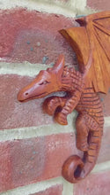 Load and play video in Gallery viewer, Flying Dragon Plaque in Hand Carved Wood, Wooden Mythical Flying Dragon Ornament
