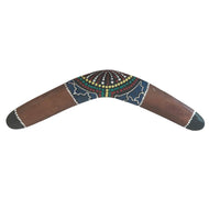 Decorative Wooden Boomerang | Colourful Aboriginal Style Dot Painted | 40 cm length | Decorative |suitable for garden or Park | classic V-shaped design makes the boomerang easy to handle