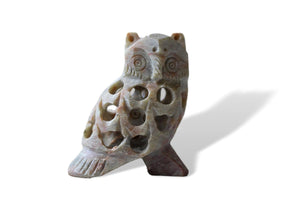 Handcrafted Stone Fine Carving Owl Ornament Sculpture