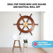 Load image into Gallery viewer, Large Decorative Wooden Ship Wheel 62cm Diameter
