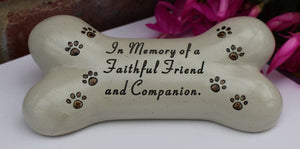 Dog memorial plaque in the shape of a bone - Faithful friend and Companion