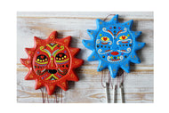 Pair of Sun Wind Chimes Handpainted Bright Colours