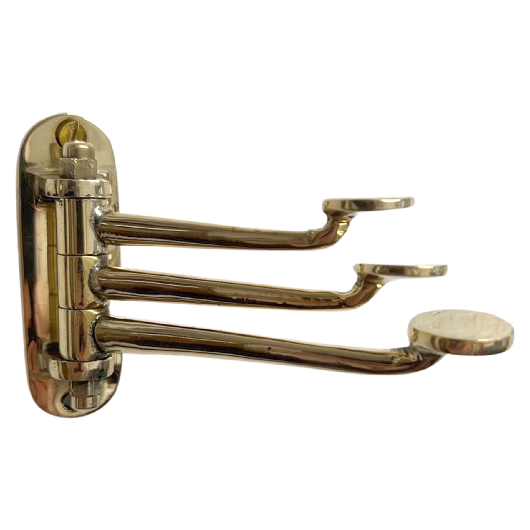 Three-way Folding Coat Hook, Polished brass finish