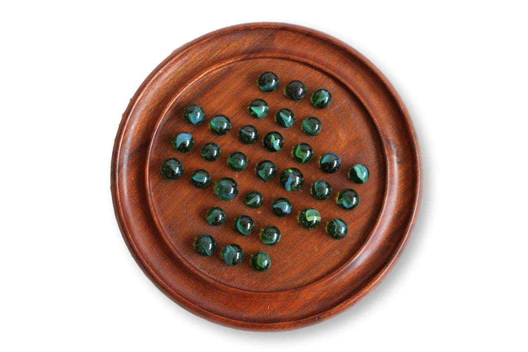 Polished Real Wood Solitaire Set 22cm Diameter
