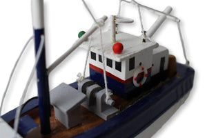 Wooden model Navy White and Red Hull fishing boat with realistic fishing finishing touches Ornament