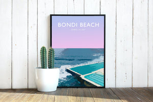 Bondi Beach Ocean Pool Modern Style Travel A3 Print