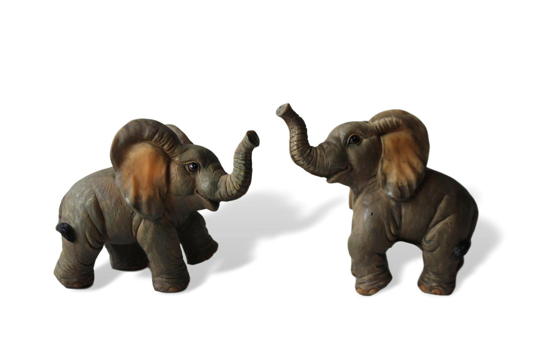 Set of 2 Free Standing Graceful Small Elephant Decorative Ornament