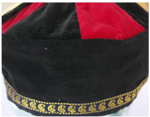 Red and Black Large cotton smoking / thinking / lounging cap with tassel