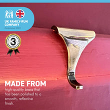 Load image into Gallery viewer, POLISHED BRASS PICTURE RAIL HOOK 2 Inches / 50mm | Victorian Fittings | Victorian House | Picture Hook | Dado picture rail | picture rail hangers | picture hook no nails |
