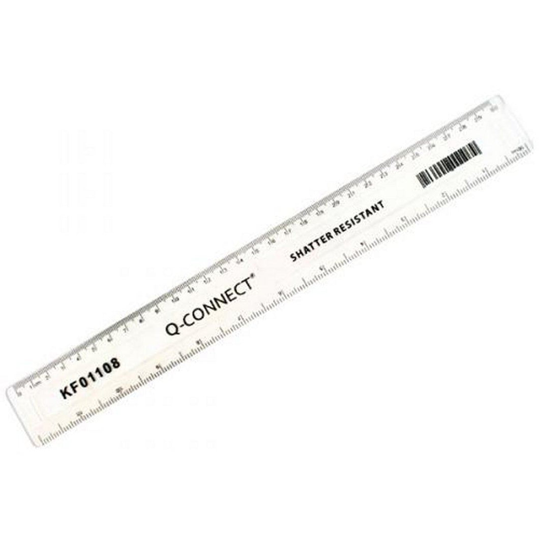 Pack of 10 Q-Connect 300mm Ruler Shatterproof clear rulers
