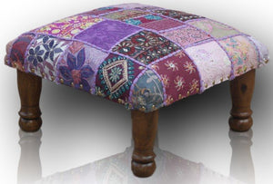 Classic patchwork brocade mauve Indian footstool