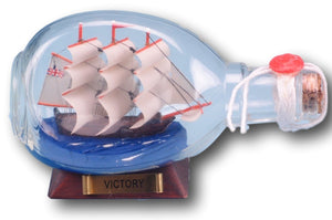 HMS Victory model in glass dimple bottle