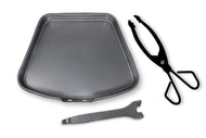 Large Silver Ash Pan with Detachable Handle and Coal Log Tongs