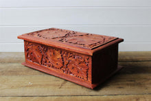 Load image into Gallery viewer, Large Carved Pattern Wood Treasure Chest Trinket Box
