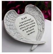 Free standing Nan memorial with inspirational verse and Angel wings