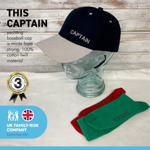 Load image into Gallery viewer, CAPTAIN BASEBALL CAP and PAIR of NAUTICAL cotton rich woven SOCKS
