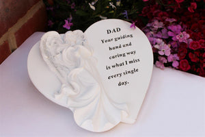 Dad Heart Memorial with Angel Plaque with Inspirational poem