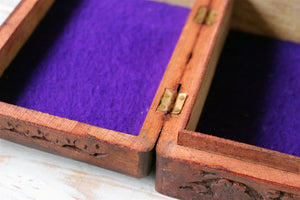Flower Pattern Wooden Treasure Chest Trinket Box