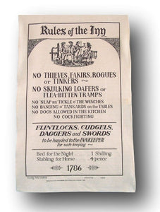 Rules Of The Inn Galley Tea Towel - No skulking loafers.....