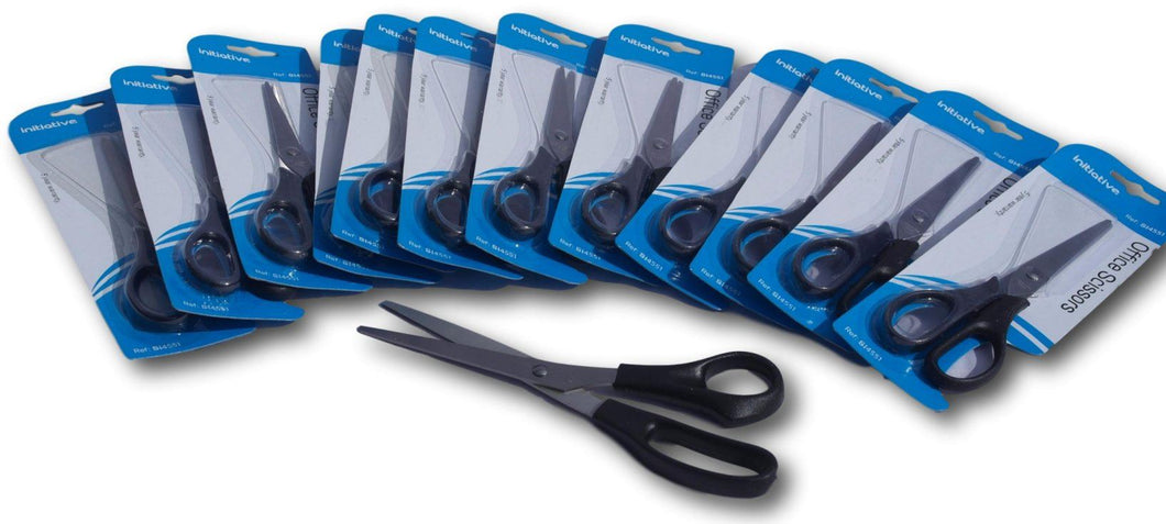 Pack of 12 Plastic black handle Scissors 210mm length